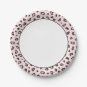 Leopard Print Gray en Black op Roze Papieren Bordje (Voorkant)