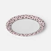 Leopard Print Gray en Black op Roze Papieren Bordje (Gekanteld)