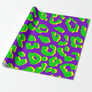 Leopard Print Green Paars Yellow Cadeaupapier