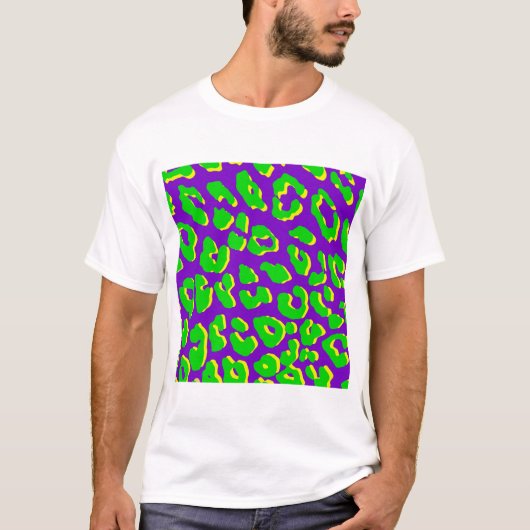 Leopard Print Green Paars Yellow T-shirt (Voorkant)