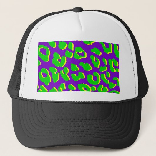Leopard Print Green Paars Yellow Trucker Pet (Voorkant)