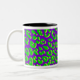 Leopard Print Green Paars Yellow Tweekleurige Koffiemok