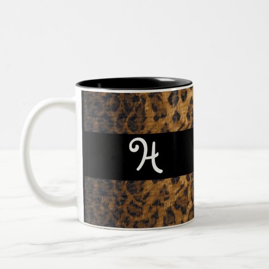 Leopard Print H monogram initiaal Coffee Mok Cup (Links)