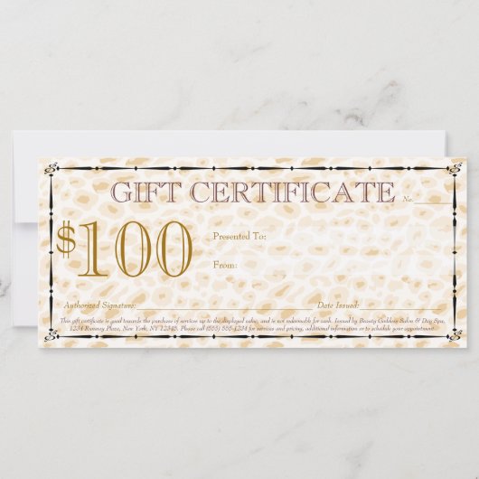 Leopard Print Hair & Beauty Gift Certificate (Achterkant)