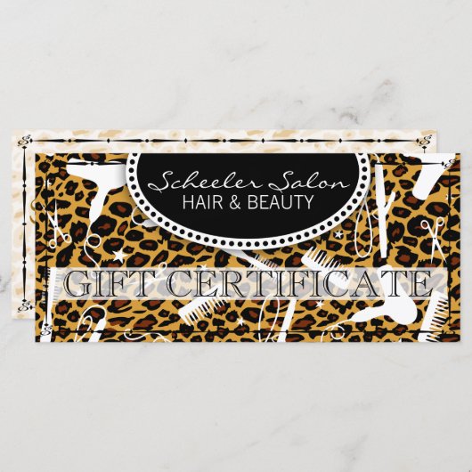 Leopard Print Hair & Beauty Gift Certificate (Voorkant / Achterkant)