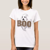 Leopard Print Halloween Ghost Boo Costume Kinder m T-shirt (Voorkant)
