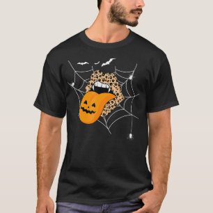 Leopard Print Halloween Lippen Tong met een Spinne T-shirt