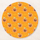 Leopard print Halloween pattern Ronde Kartonnen Onderzetter (Voorkant)