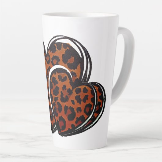 Leopard Print Hand getrokken hart Latte Mok (Rechterhoek)