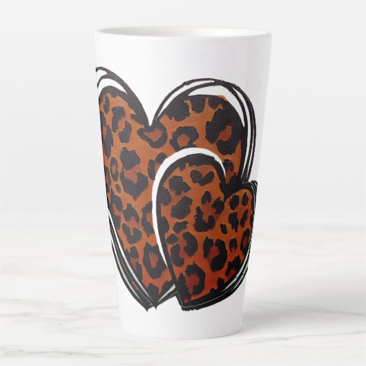 Leopard Print Hand getrokken hart Latte Mok (Voorkant)