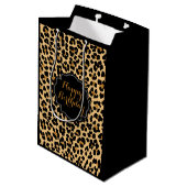 Leopard Print Happy Birthday Gift Bag Medium Cadeauzakje (Achterkant Gekanteld)