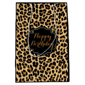 Leopard Print Happy Birthday Gift Bag Medium Cadeauzakje (Voorkant)