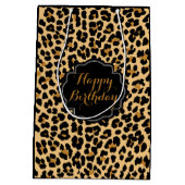 Leopard Print Happy Birthday Gift Bag Medium Cadeauzakje (Achterkant)