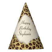 Leopard Print Happy Birthday Party Pet Feesthoedjes (Voorkant)