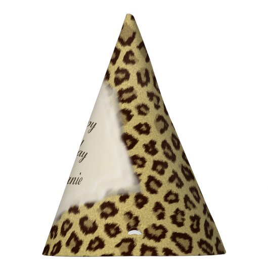 Leopard Print Happy Birthday Party Pet Feesthoedjes (Rechts)