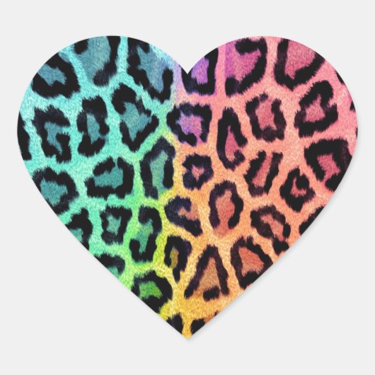 Leopard Print Hart Sticker (Voorkant)