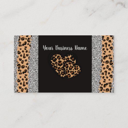 Leopard Print Heart Visitekaartje (Achterkant)