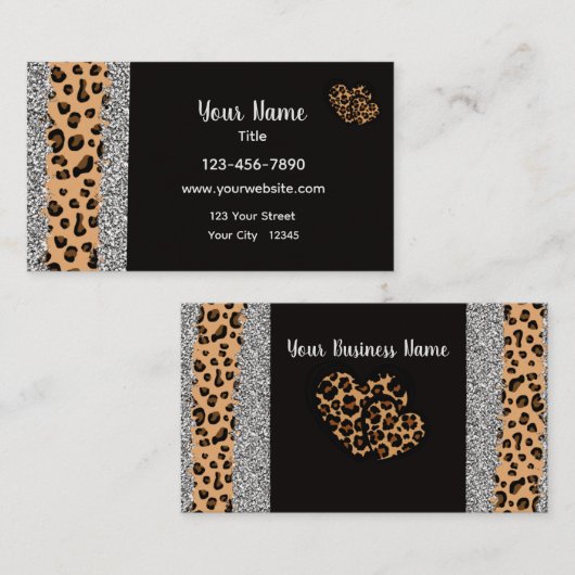 Leopard Print Heart Visitekaartje (Voorkant / Achterkant)