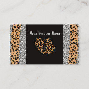 Leopard Print Heart Visitekaartje