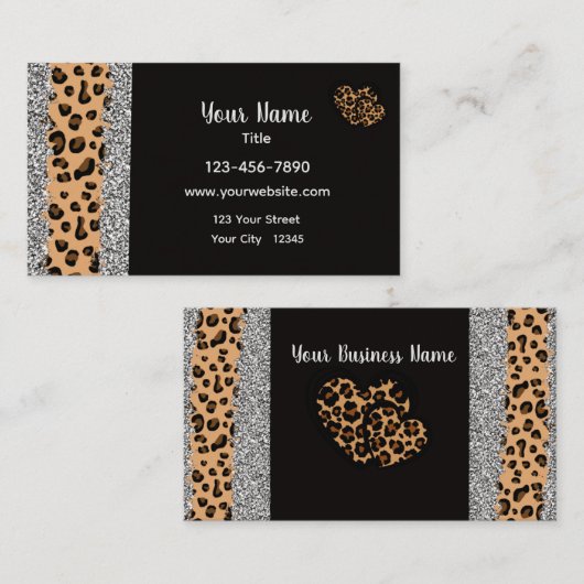Leopard Print Heart Visitekaartje (Voorkant / Achterkant)