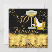 Leopard Print & Heels Gold 50 & Fabulous Birthday Kaart (Voorkant)