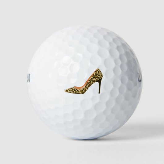 Leopard Print Hoge Hak Schoen Golfballen (Voorkant)