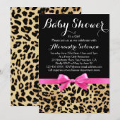 Leopard Print Hot Pink Bow Meisje Baby shower Kaart (Voorkant / Achterkant)