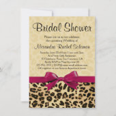 Leopard Print Hot Pink Bridal Shower Uitnodiging (Voorkant)
