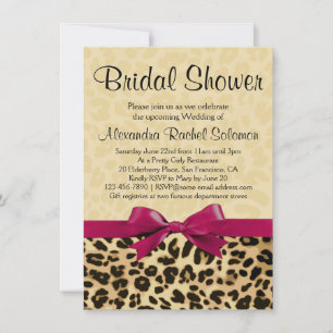 Leopard Print Hot Pink Bridal Shower Uitnodiging