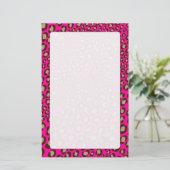 Leopard Print/hot roze/DIY achtergrondkleur Briefpapier (Staand voorkant)