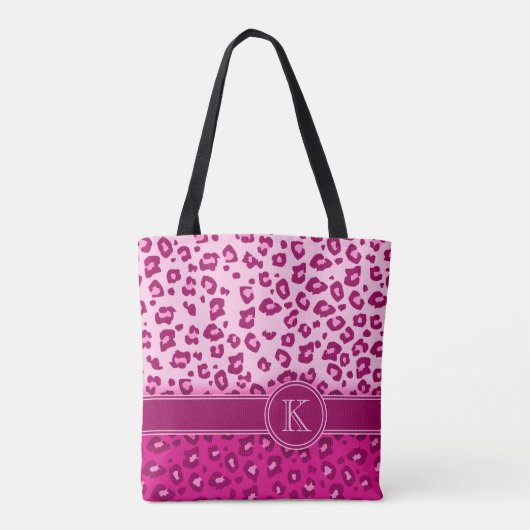 Leopard print hot roze monogram dierenprint tas (Achterkant)