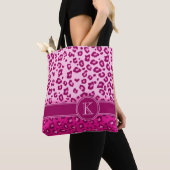 Leopard print hot roze monogram dierenprint tas (Dichtbij)