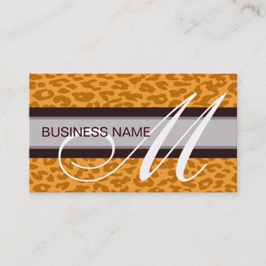 Leopard Print Huid en Monogram 2 Visitekaartje (Voorkant)