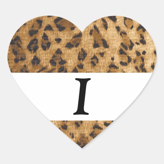 Leopard Print I monogram initiaal koopwaar Hart Sticker (Voorkant)