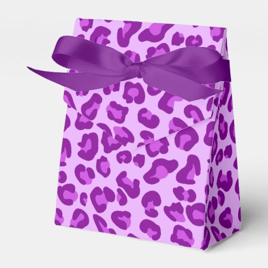 Leopard Print in Deep Paars en Lavender Bedankdoosjes (Voorkant Zijde)