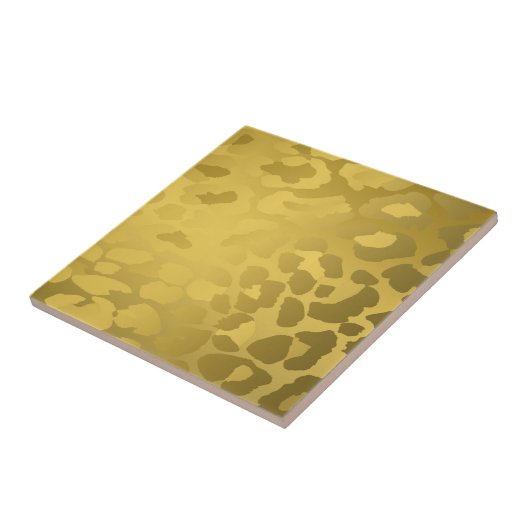 Leopard Print in Gold Tegeltje (Zijkant)