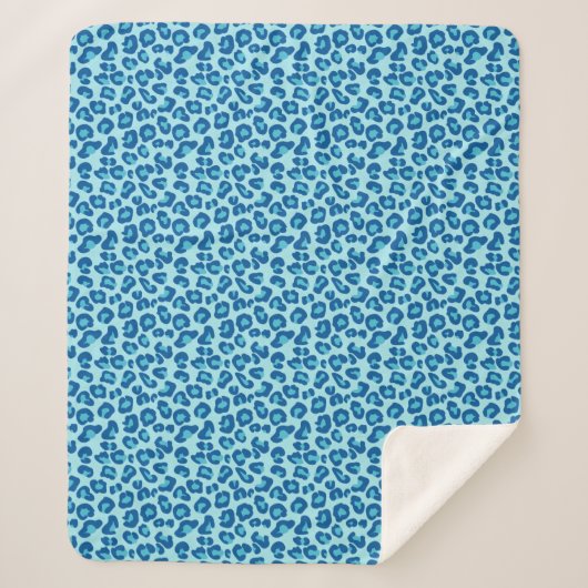 Leopard Print in Light Chambray tot Dark Denim Blu Sherpa Deken (Voorkant)
