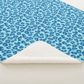 Leopard Print in Light Chambray tot Dark Denim Blu Sherpa Deken (3/4)
