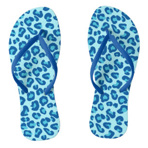 Leopard Print in Light Chambray tot Dark Denim Blu Teenslippers