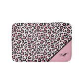 Leopard Print in roze wit en zwart met monogram Badmat (Voorkant)