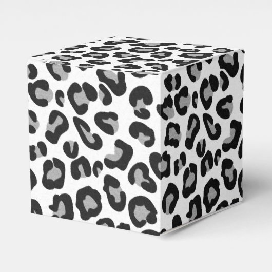 Leopard Print in zwart-wit met grijs Bedankdoosjes (Voorkant Zijde)