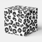Leopard Print in zwart-wit met grijs Bedankdoosjes (Achterkant)