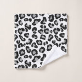 Leopard Print in zwart-wit met grijs / grijs Bad Handdoek (Wasdoekje)