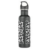 Leopard Print in zwart-wit met grijs / grijs Waterfles (Achterkant)