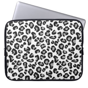 Leopard Print in zwart-wit met grijs Laptop Sleeve