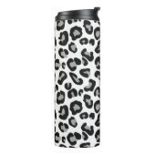 Leopard Print in zwart-wit met grijs Thermosbeker (Gedraaid links)