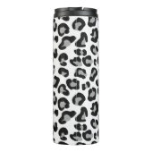 Leopard Print in zwart-wit met grijs Thermosbeker (Achterkant)