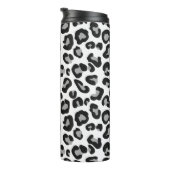 Leopard Print in zwart-wit met grijs Thermosbeker (Geroteerd rechts)