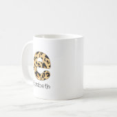 Leopard Print Initiaal e Onderkast en Naam Koffiemok (Voorkant links)