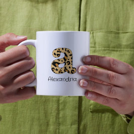 Leopard Print Initiaal een kleine kast en naam Koffiemok
